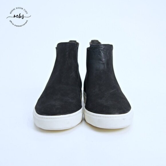 Vince Newlyn Suede Hidden Wedge Chelsea Boots Black Women 10 - Picture 3 of 14